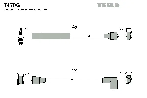 T470G TESLA Комплект проводов зажигания (фото 1)