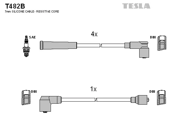 T482B TESLA Комплект проводов зажигания (фото 1)