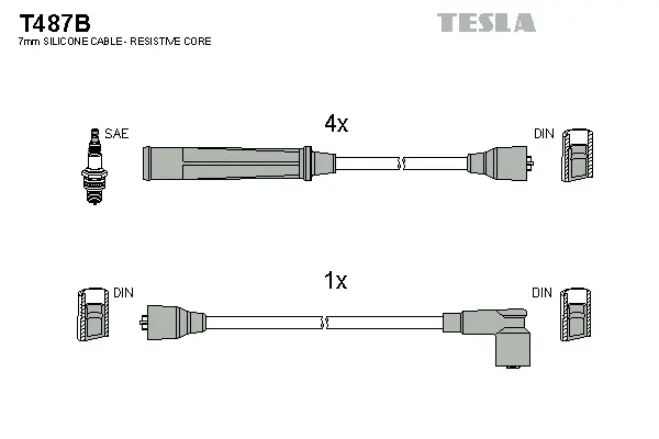 T487B TESLA Комплект проводов зажигания (фото 1)