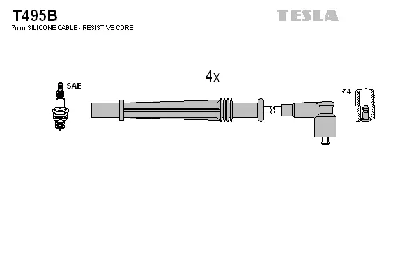 T495B TESLA Комплект проводов зажигания (фото 1)