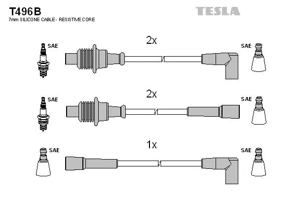 T496B TESLA Комплект проводов зажигания (фото 1)