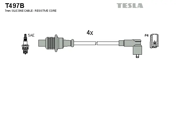 T497B TESLA Комплект проводов зажигания (фото 1)