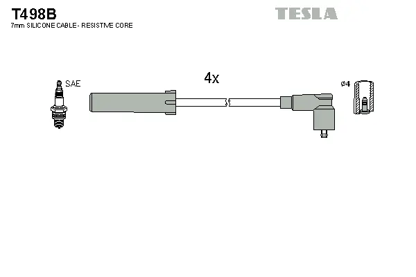 T498B TESLA Комплект проводов зажигания (фото 1)