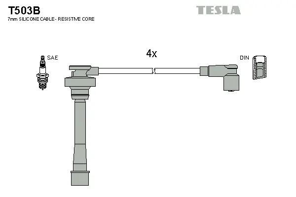 T503B TESLA Комплект проводов зажигания (фото 1)