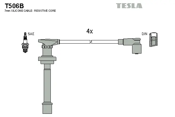 T506B TESLA Комплект проводов зажигания (фото 1)