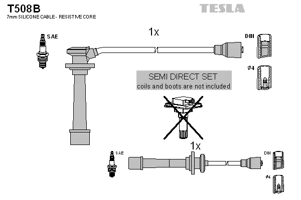 T508B TESLA Комплект проводов зажигания (фото 1)