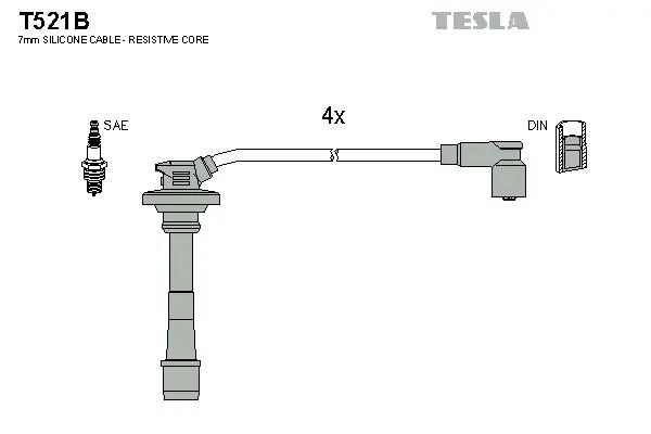 T521B TESLA Комплект проводов зажигания (фото 1)
