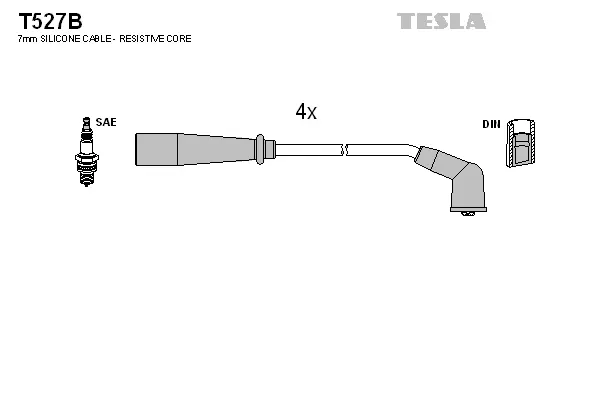 T527B TESLA Комплект проводов зажигания (фото 1)