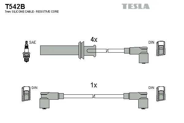 T542B TESLA Комплект проводов зажигания (фото 1)