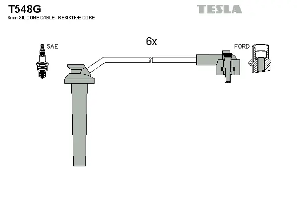 T548G TESLA Комплект проводов зажигания (фото 1)