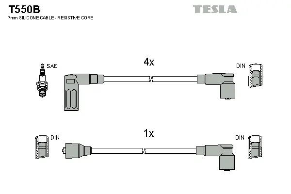 T550B TESLA Комплект проводов зажигания (фото 1)