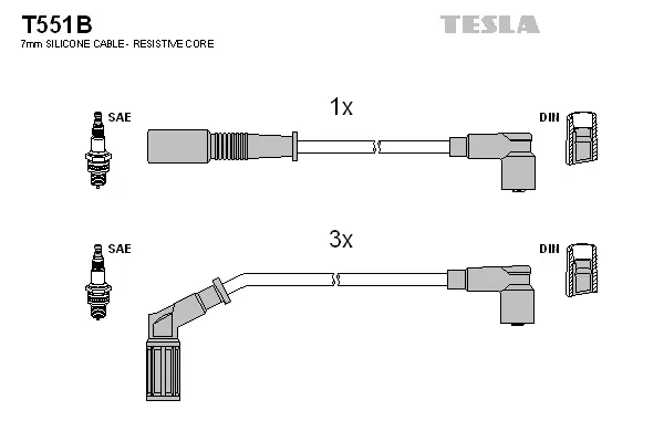T551B TESLA Комплект проводов зажигания (фото 1)