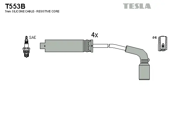 T553B TESLA Комплект проводов зажигания (фото 1)