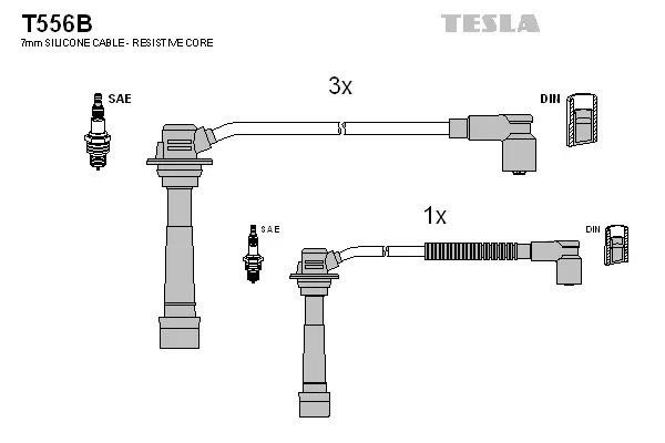 T556B TESLA Комплект проводов зажигания (фото 1)