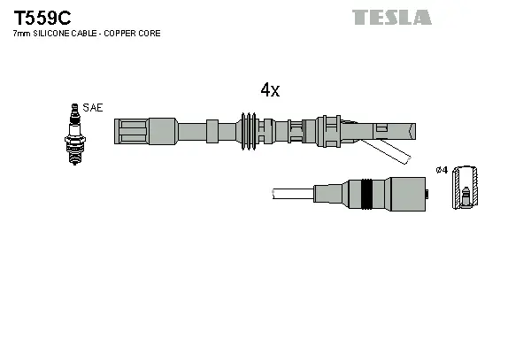T559C TESLA Комплект проводов зажигания (фото 1)