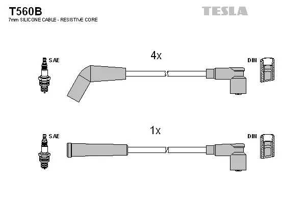 T560B TESLA Комплект проводов зажигания (фото 1)