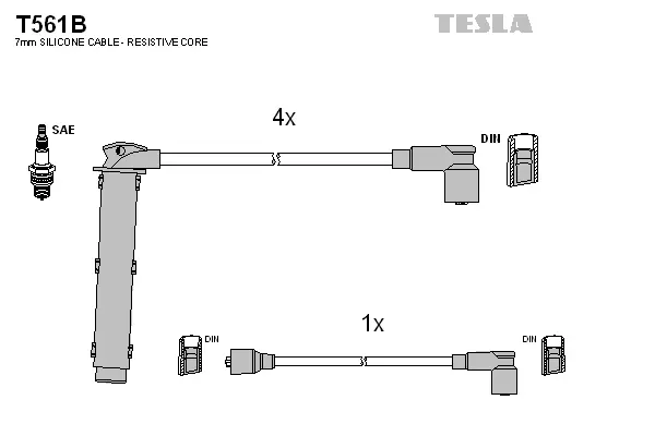 T561B TESLA Комплект проводов зажигания (фото 1)