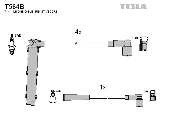T564B TESLA Комплект проводов зажигания (фото 1)