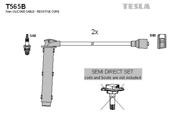 T565B TESLA Комплект проводов зажигания (фото 1)