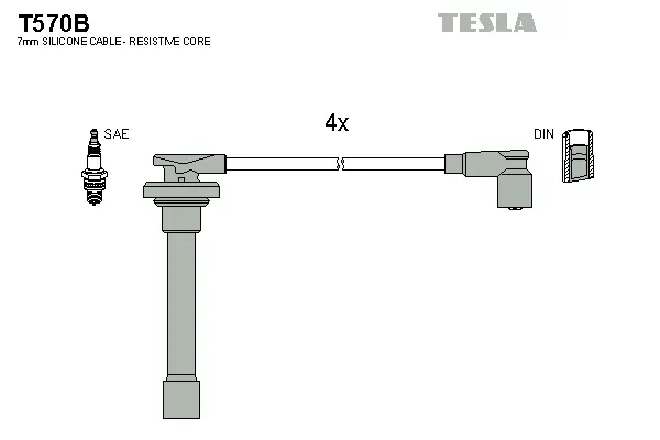 T570B TESLA Комплект проводов зажигания (фото 1)