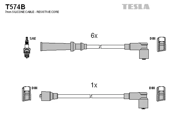 T574B TESLA Комплект проводов зажигания (фото 1)