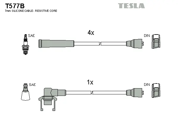 T577B TESLA Комплект проводов зажигания (фото 1)