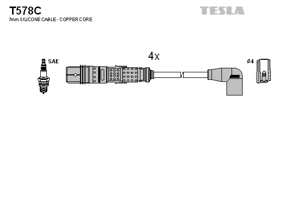 T578C TESLA Комплект проводов зажигания (фото 1)