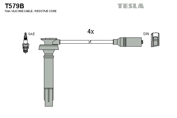 T579B TESLA Комплект проводов зажигания (фото 1)