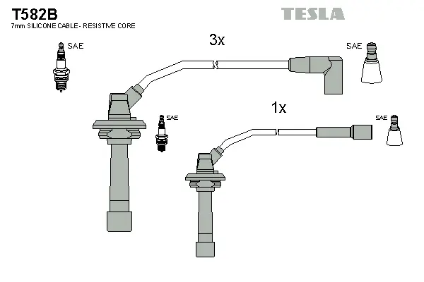 T582B TESLA Комплект проводов зажигания (фото 1)