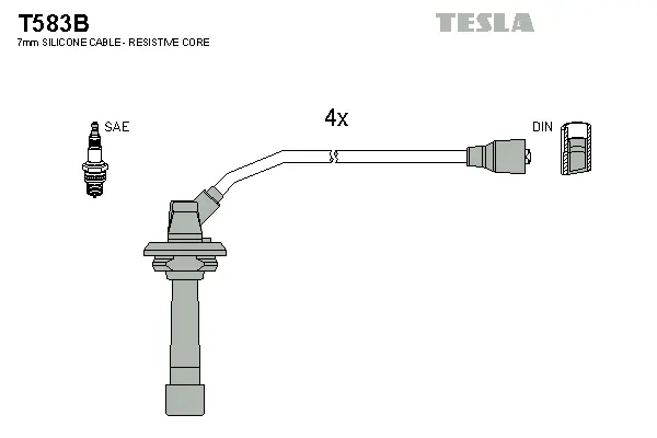 T583B TESLA Комплект проводов зажигания (фото 1)