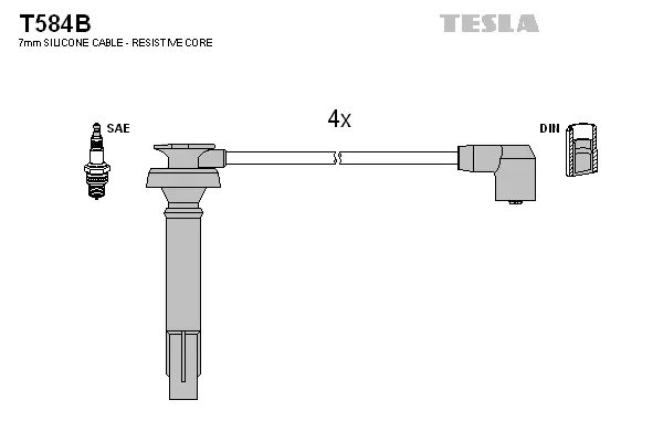 T584B TESLA Комплект проводов зажигания (фото 1)