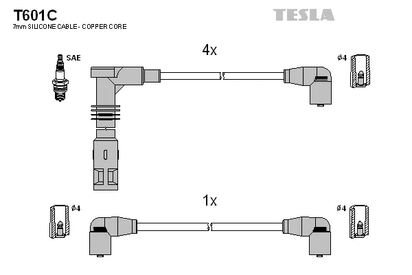 T601C TESLA Комплект проводов зажигания (фото 1)