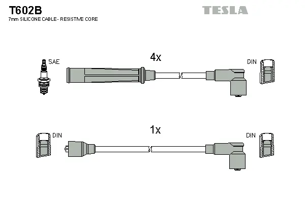 T602B TESLA Комплект проводов зажигания (фото 1)