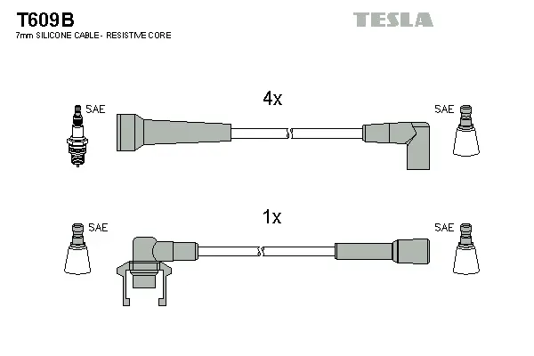 T609B TESLA Комплект проводов зажигания (фото 1)