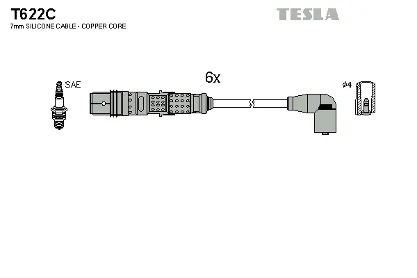 T622C TESLA Комплект проводов зажигания (фото 1)