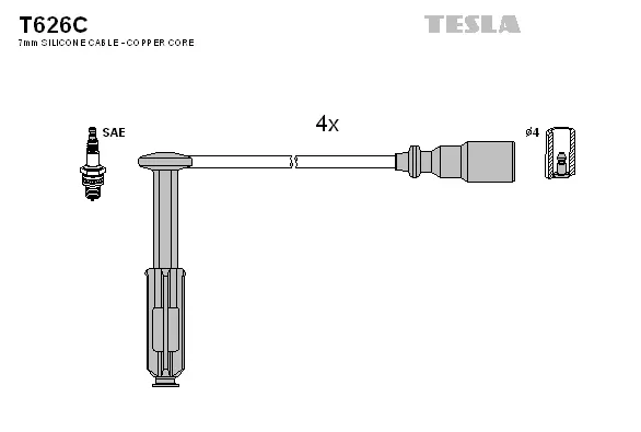T626C TESLA Комплект проводов зажигания (фото 1)