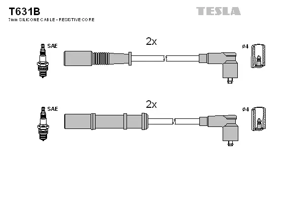 T631B TESLA Комплект проводов зажигания (фото 1)