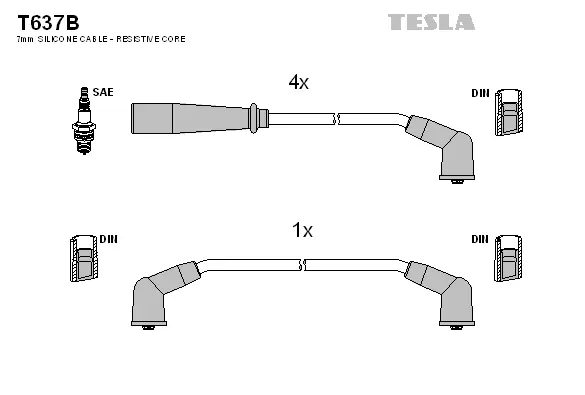 T637B TESLA Комплект проводов зажигания (фото 1)