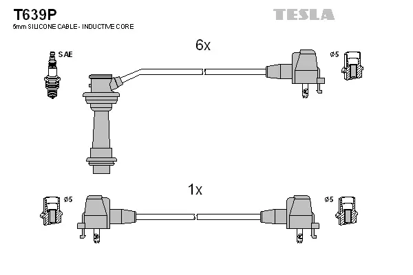 T639P TESLA Комплект проводов зажигания (фото 1)