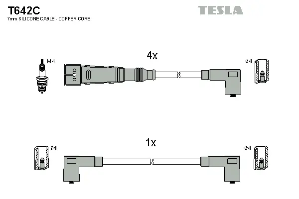 T642C TESLA Комплект проводов зажигания (фото 1)