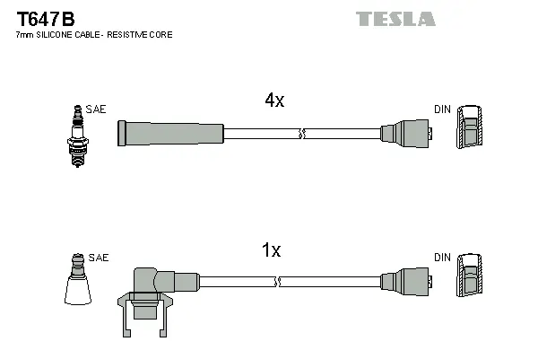 T647B TESLA Комплект проводов зажигания (фото 1)