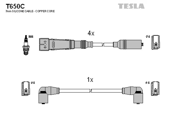 T650C TESLA Комплект проводов зажигания (фото 1)