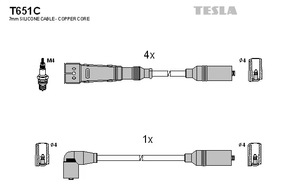 T651C TESLA Комплект проводов зажигания (фото 1)