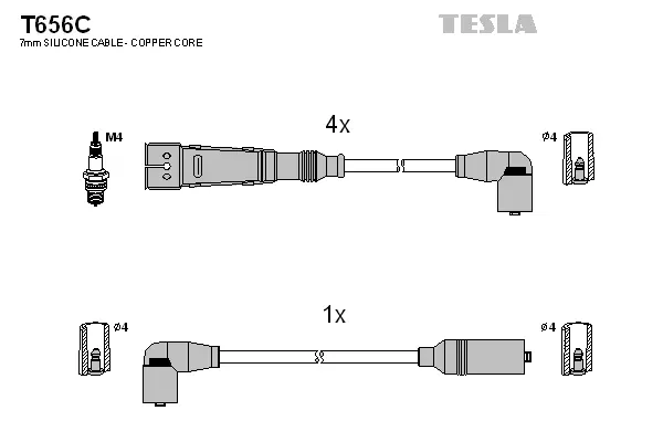 T656C TESLA Комплект проводов зажигания (фото 1)