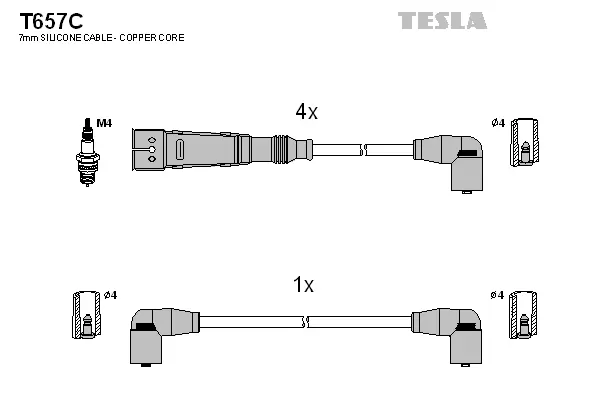 T657C TESLA Комплект проводов зажигания (фото 1)