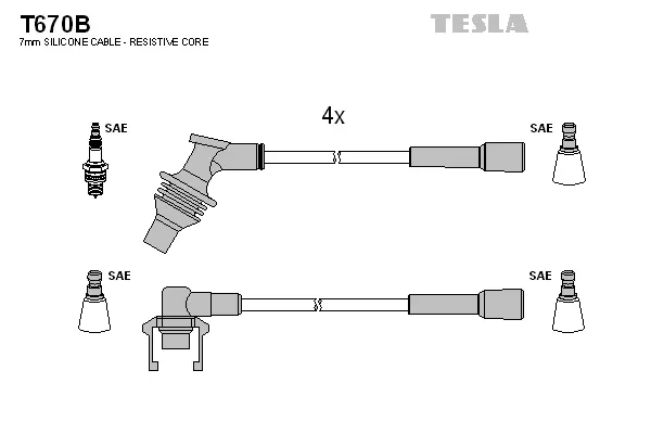 T670B TESLA Комплект проводов зажигания (фото 1)