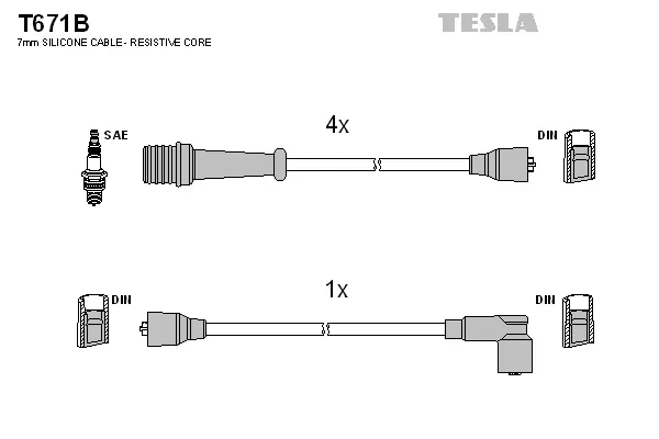 T671B TESLA Комплект проводов зажигания (фото 1)