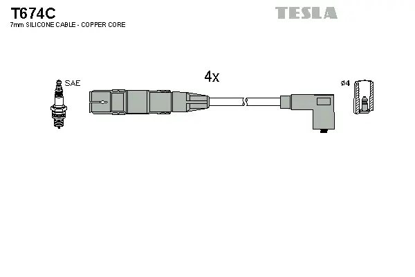 T674C TESLA Комплект проводов зажигания (фото 1)