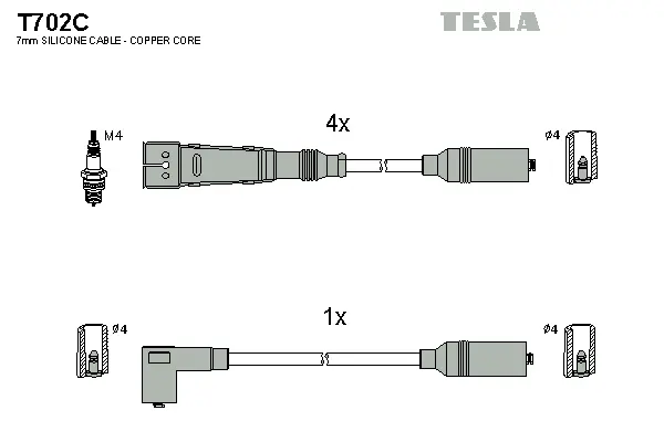 T702C TESLA Комплект проводов зажигания (фото 1)