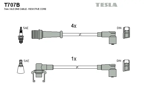 T707B TESLA Комплект проводов зажигания (фото 1)